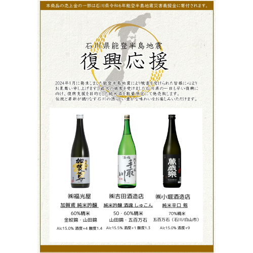 能登半島復興支援酒720ml 2本セット「能登と共に」石川県のお酒を飲んで応援しましょう