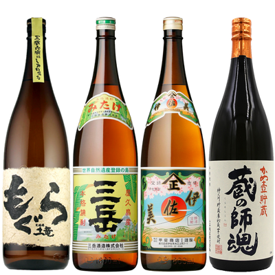 人気芋焼酎1800ｍｌ4本セット　伊佐美、三岳、蔵の師魂、もぐら